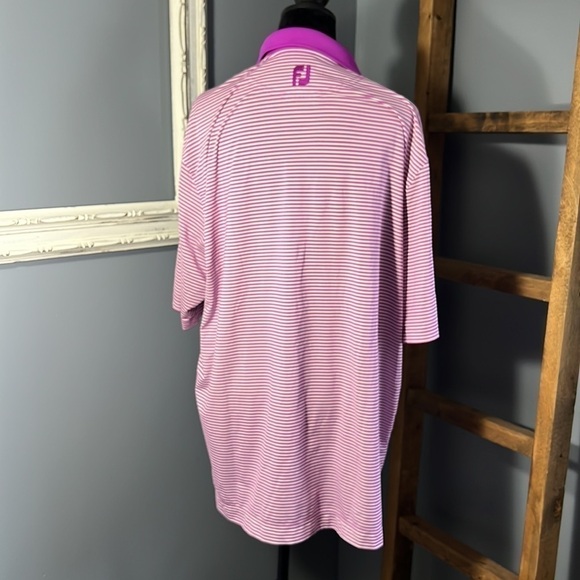 FJ FootJoy Golf Performance Polo Shirt Mens XL Stripes Office Work - Picture 6 of 7
